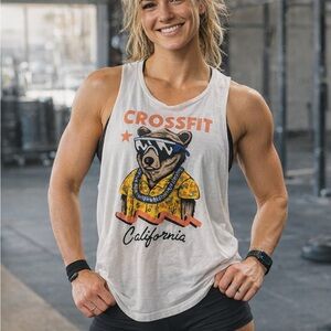 Reebok White CrossFit Graphic Tank Top size small